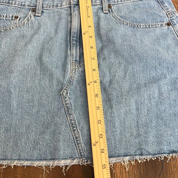 Target Size Medium Light Wash Denim Skirt Pride Rainbow Embroidered Frayed Hem - Picture 9 of 14